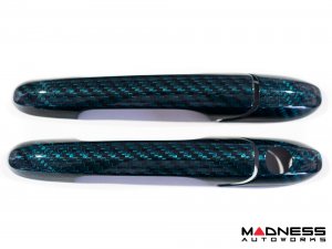 FIAT 500 Exterior Door Handle Kit - Carbon Fiber - Verde Azzurro (Blue-Green)